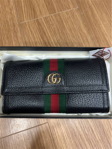Ví GG đen vải xanh đỏ giữa+