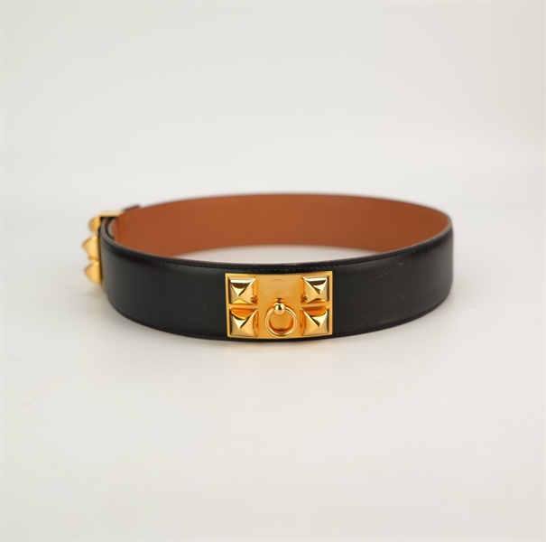 Thắt lưng Hermes đen chốt vàng KG+