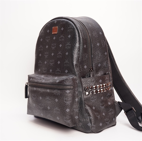 Balo MCM xanh đen ngang sz 24cm TB+