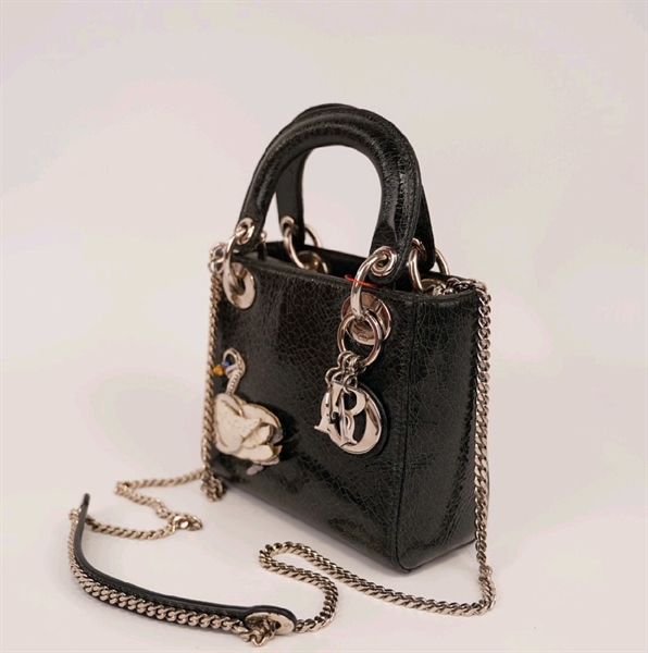 Túi Dior Lady hình thiên nga vân da đen +