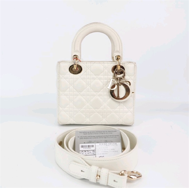 Túi Dior Lady sz Small màu trắng KG+