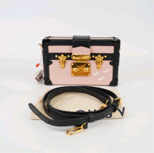 Túi LV vân hồng viền da đen KG+