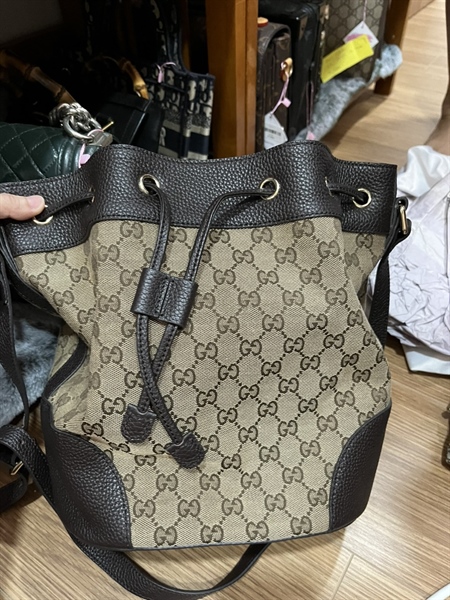 Túi toe Gucci phối da đen +