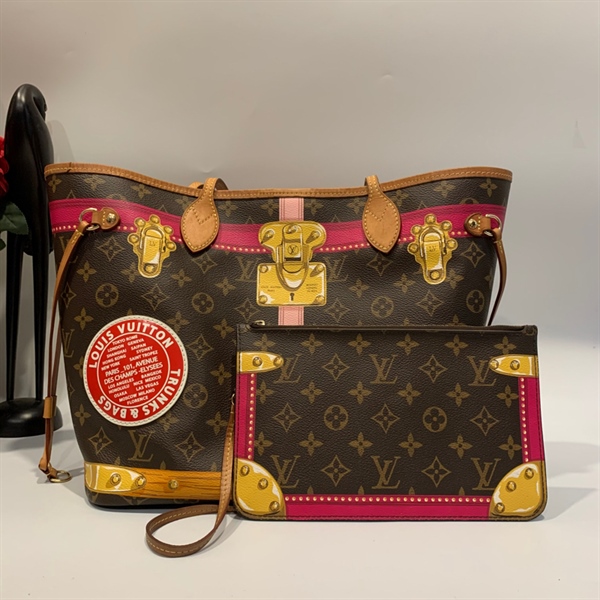Túi LV Neverfull hoa nâu +