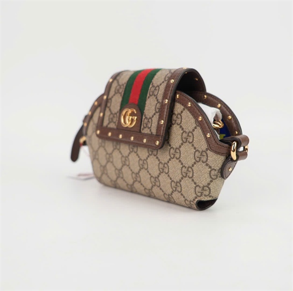 Túi GG nắp gập hoạ tiết logo size 17 +