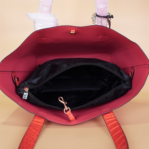 Túi tote Versace da đỏ kèm pound KG+