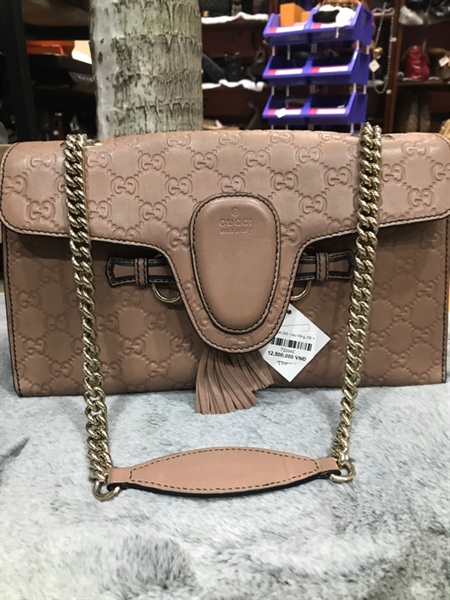 Túi xách GG màu hồng đất +