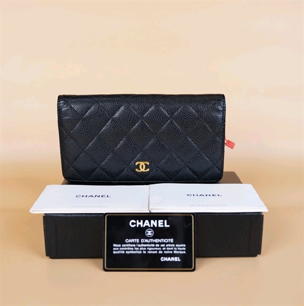 Ví Chanel đen gập 2 lòng tím +