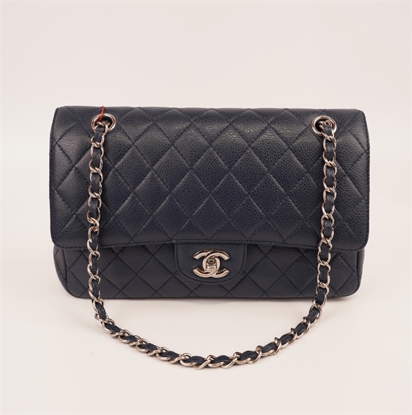 Túi chanel xanh khóa trắng ++