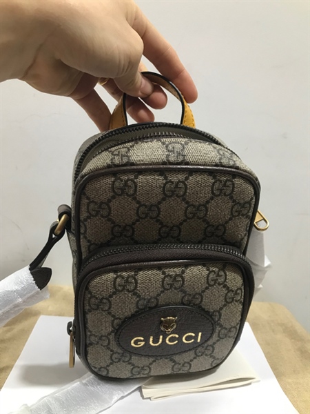 Túi Đeo Chéo GG Xám Đầu Hổ+