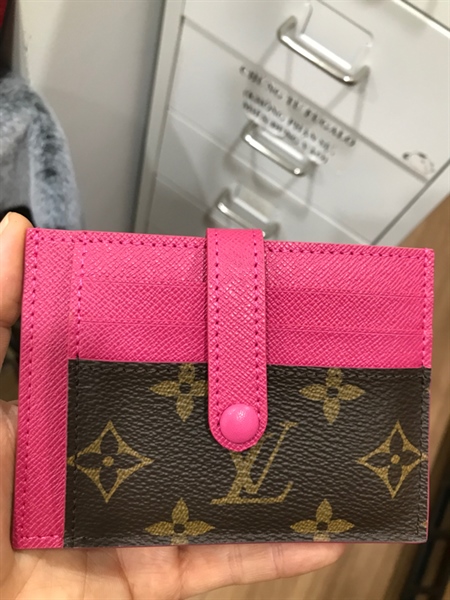 Ví Card Holder LV Hồng Phối Nâu+