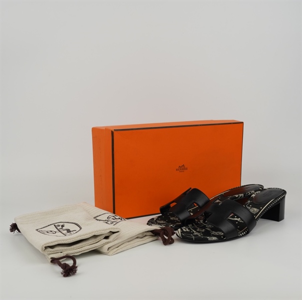 Dép Hermes đen 5 phân KG+