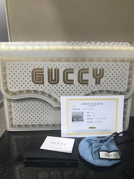 Túi Clutch GG Trắng Vàng+