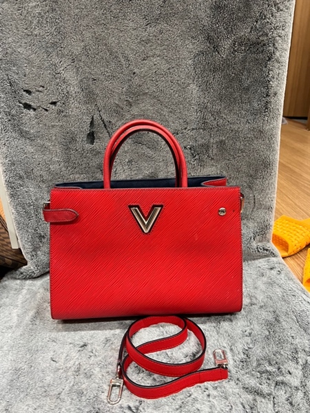 Túi LV vân đỏ lòng xanh KG+