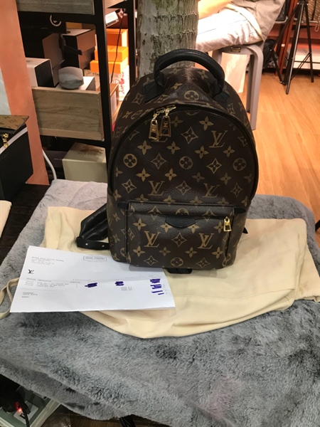 Balo Lv hoa nâu viền đen +