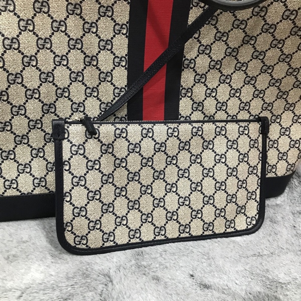 Túi Tote GG sọc đỏ xanh đen kèm pound +