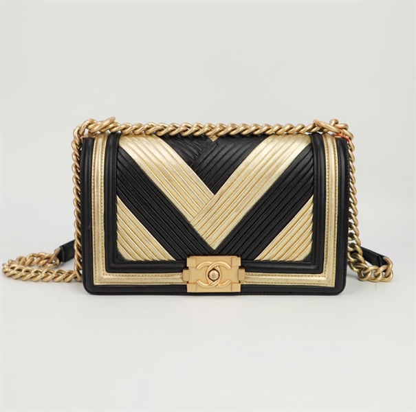 Túi Chanel phối màu đen vàng size 24 ++