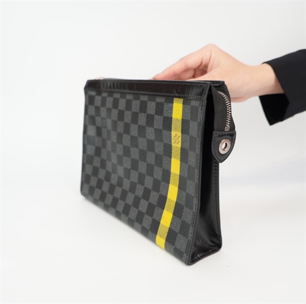 Túi LV ô vuông phối chỉ vàng TB+