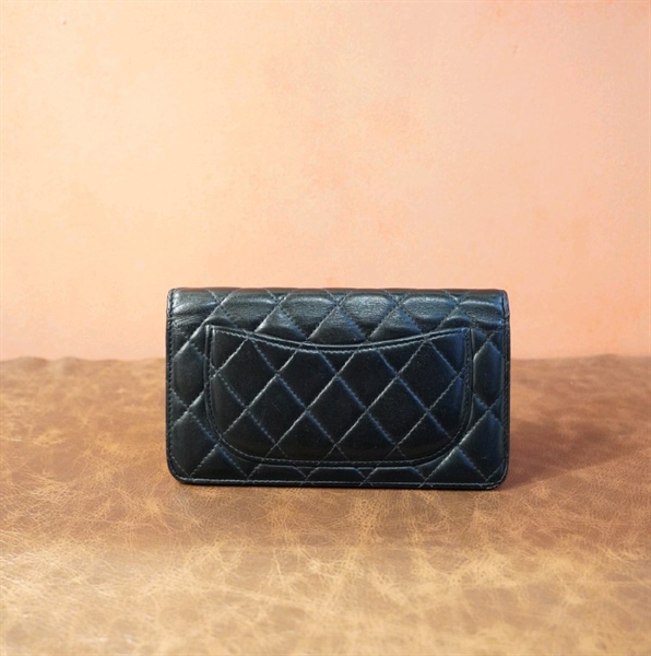 Ví Chanel gập 2 màu đen KG+