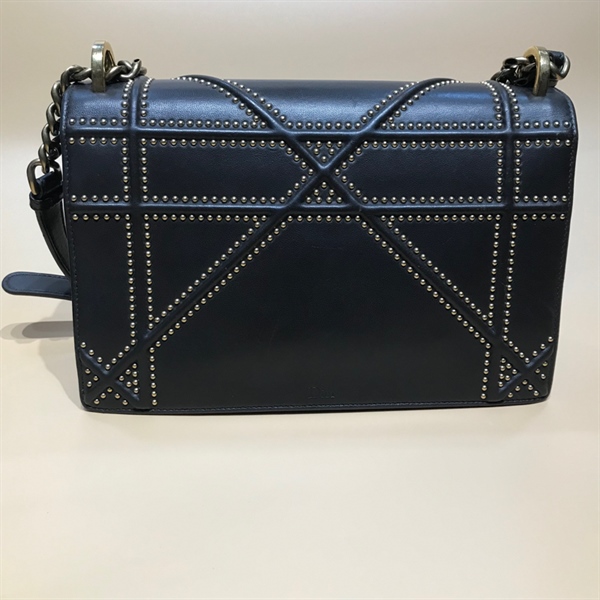 Túi xách Dior nâu gắn đinh 24cm+