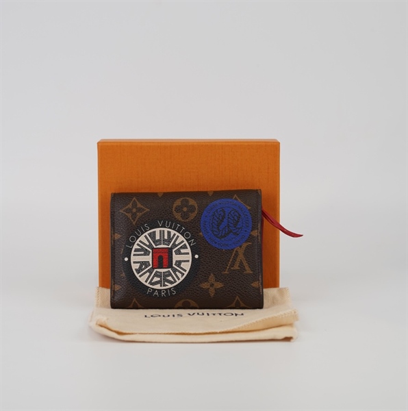 Ví Lv gập 3 hoa nâu nấp vẽ xe+