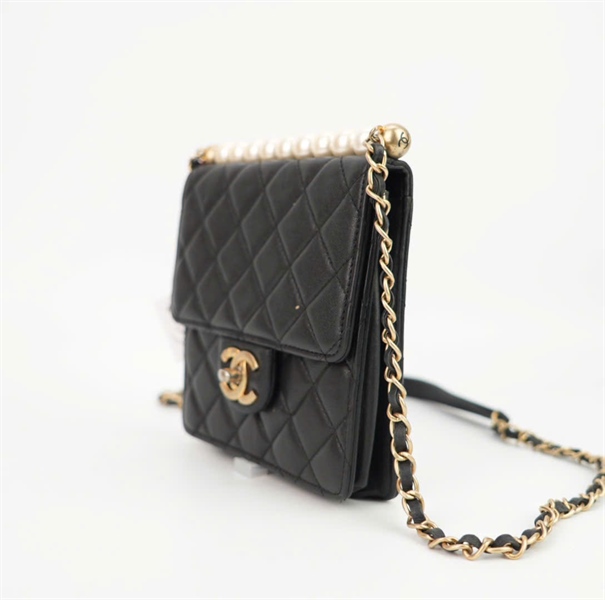 Túi chanel cầm tay đính trân châu ++