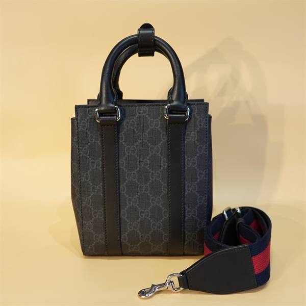 Túi đeo chéo GG 2 dây da đen 18cm KG+