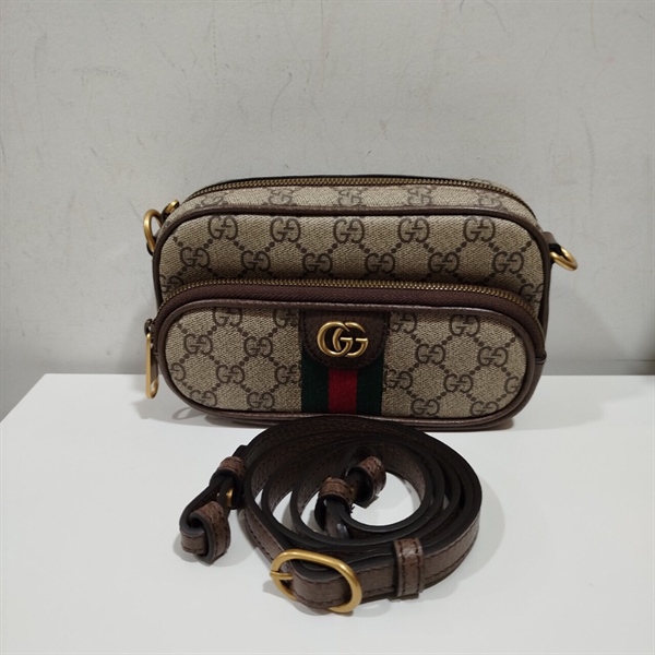 Túi Đeo Chéo GG Xám Phối Đỏ Xanh Rêu+