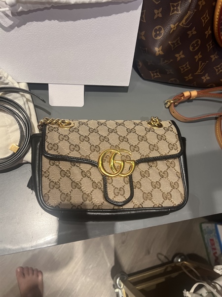 Túi GG hoạ tiết phối màu đen +