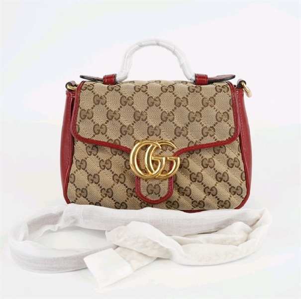 Túi GC hoa nâu viền đỏ +