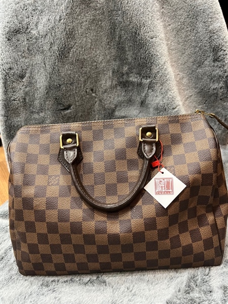 Túi Speedy LV ô vuông nâu lòng đỏ KG+