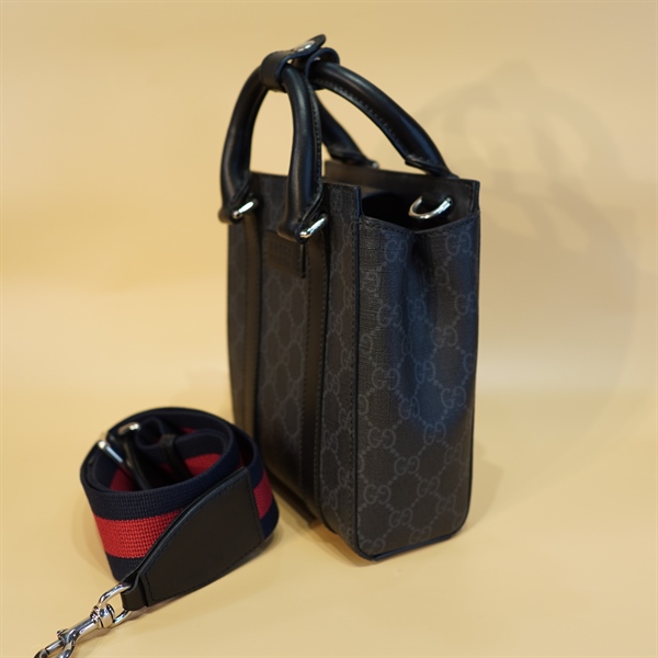 Túi đeo chéo GG 2 dây da đen 18cm KG+