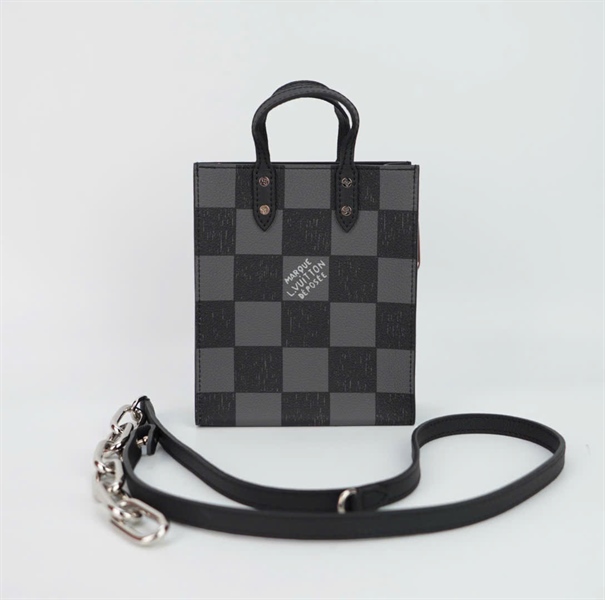 Túi LV cầm tay ô vuông đen xám size 18 TB+