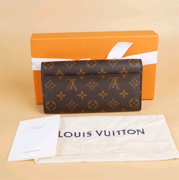 Ví dài LV hoa nâu nắp gập +