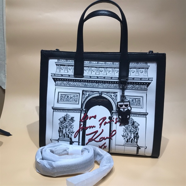 Túi tote Karl Lagerfeld chữ Love in Paris đen trắng+