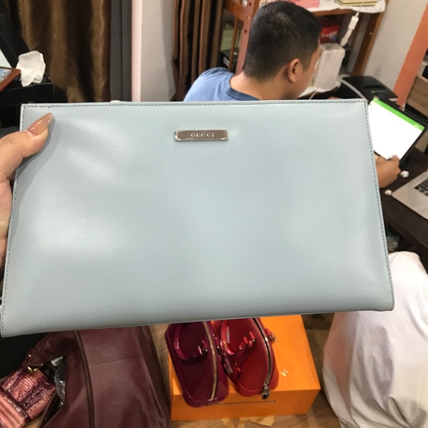 Túi cầm tay GG xanh ngọc KG+