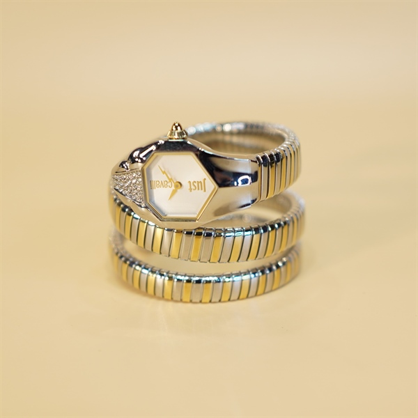 Đồng hồ nữ Just Cavali rắn vàng phối bạc KG+