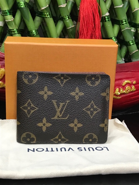 Ví LV Gập 2 Hoa Nâu +