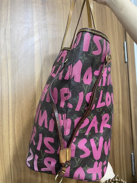 Túi Neverfull LV grafiti hồng lòng hồng +