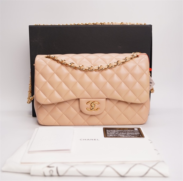 Túi Chanel Classic màu kem sz Jumbo TB+