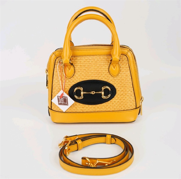 Túi GG Alma cói đan vàng KG+