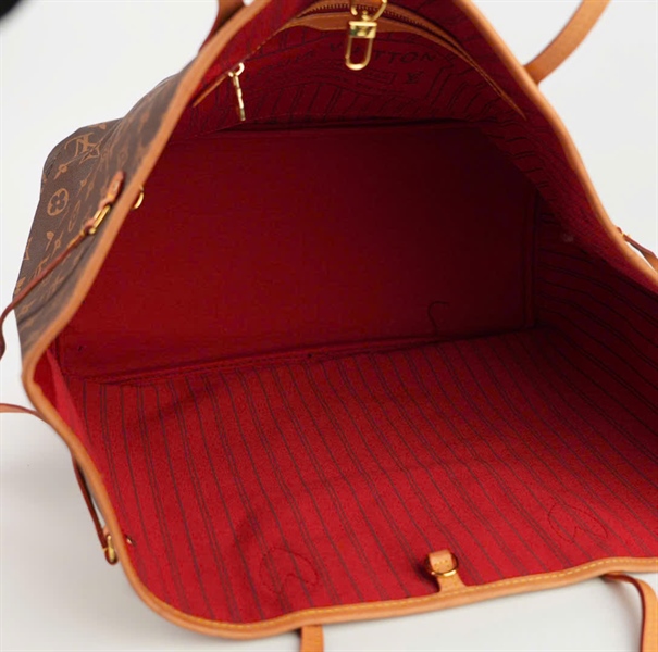 Túi LV neverfull hoa nâu in logo size 35 ++