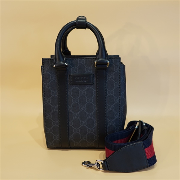 Túi đeo chéo GG 2 dây da đen 18cm KG+