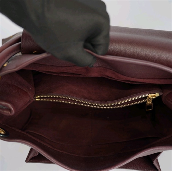 Túi LV hoa nâu viền da tím KG+