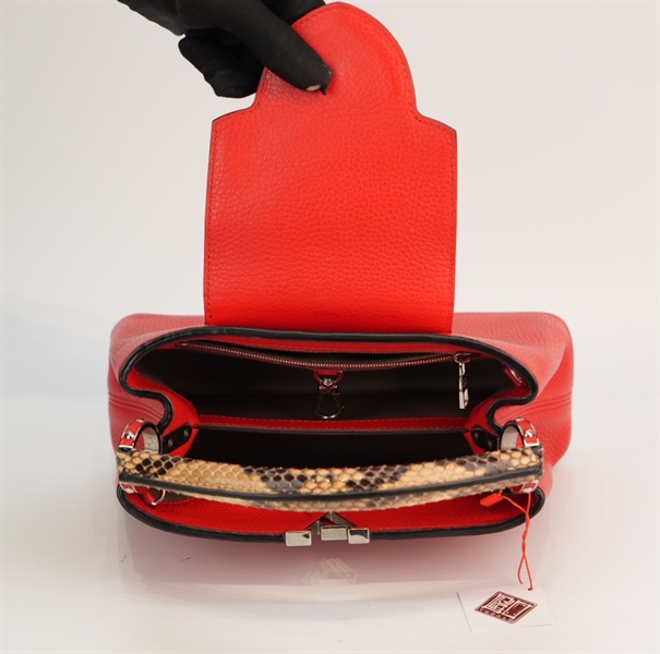 Túi LV Capu màu đỏ quai da trăn +