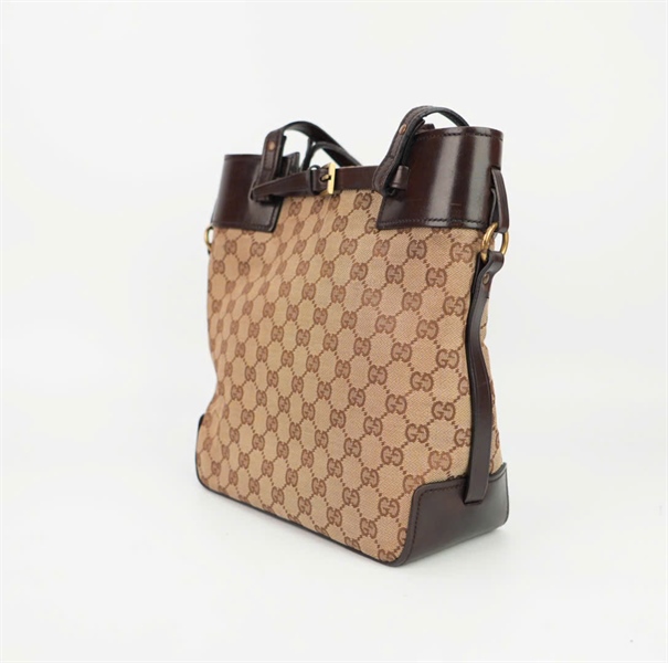 Túi GG hoạ tiết phối viền nâu size 24 KG+