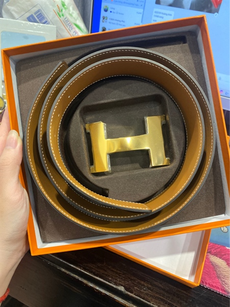 Thắt lưng Hermes mặt vàng +