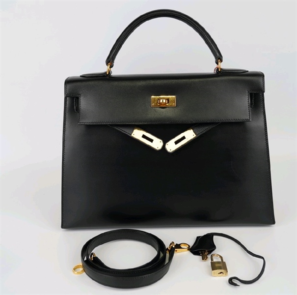 Túi Hermes đen khóa vàng kèm ổ chìa KG+