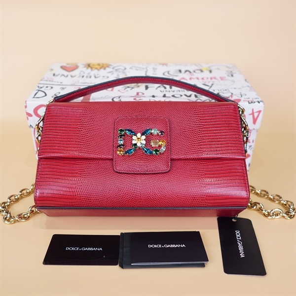 Túi xách D&G đỏ , hoa đính đá +