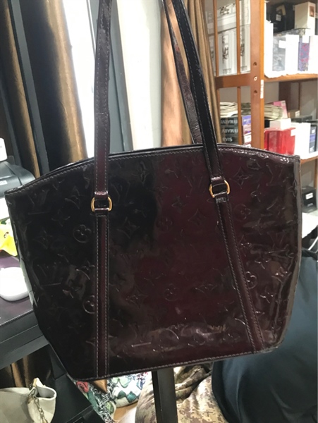 Túi tote LV nâu bóng +